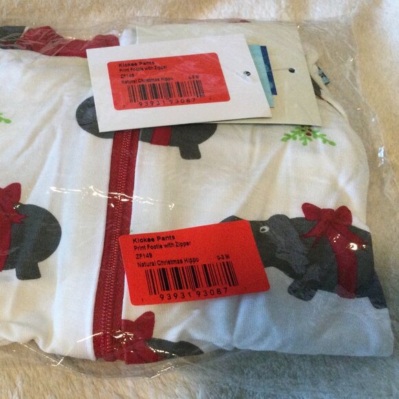 Kickee Pants Footie with Zipper (Natural Christmas Hippo), Size 0-3 Months, NEW! - Picture 4 of 4